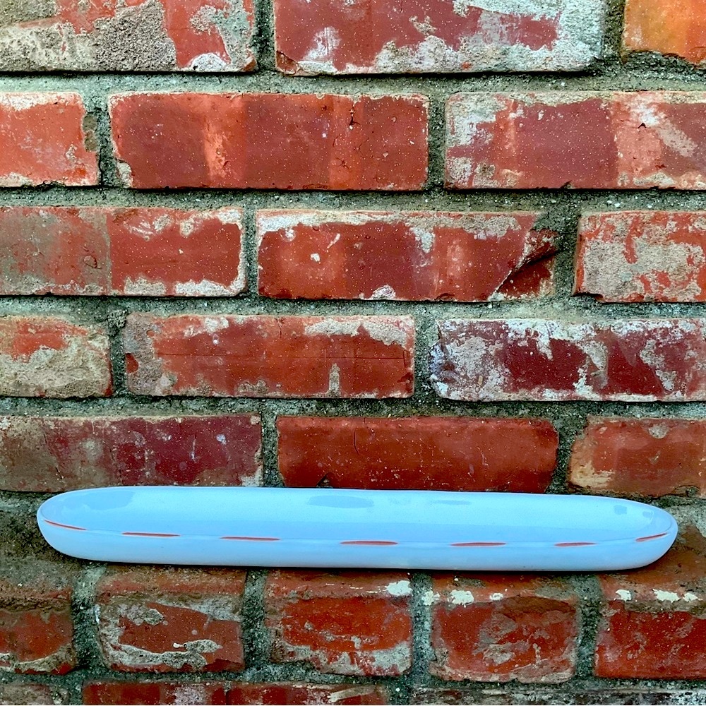 Harry and David Glazed Ceramic Extra Long Dish White & Terracotta